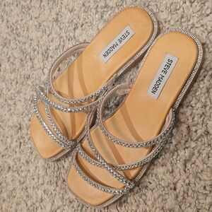 Steve Madden Tan and Silver Women's Sandals